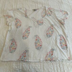 Lucky Brand Paisley Floral Short Sleeve Tee XL